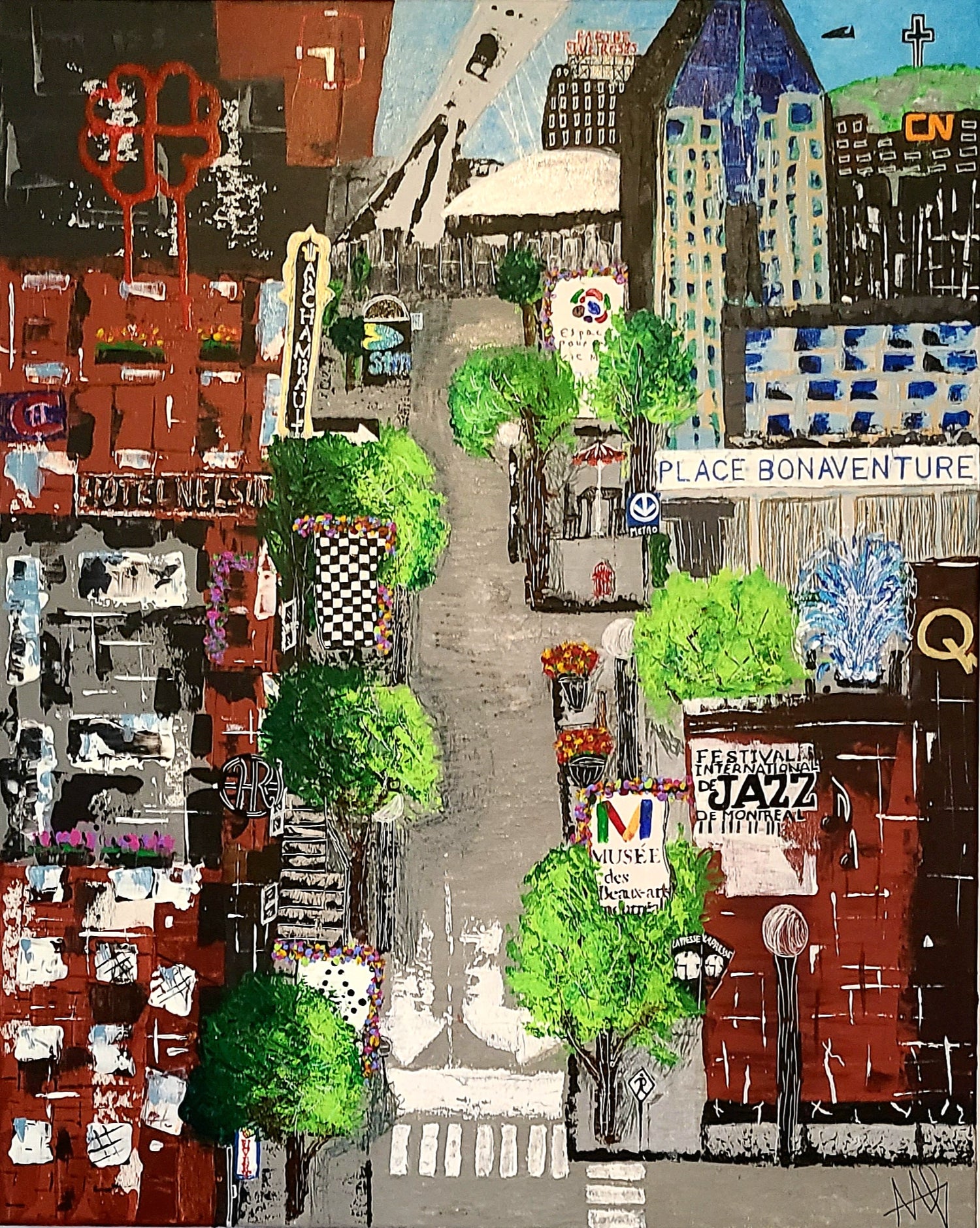 Toile abstraite "Quartiers" produits dérivés