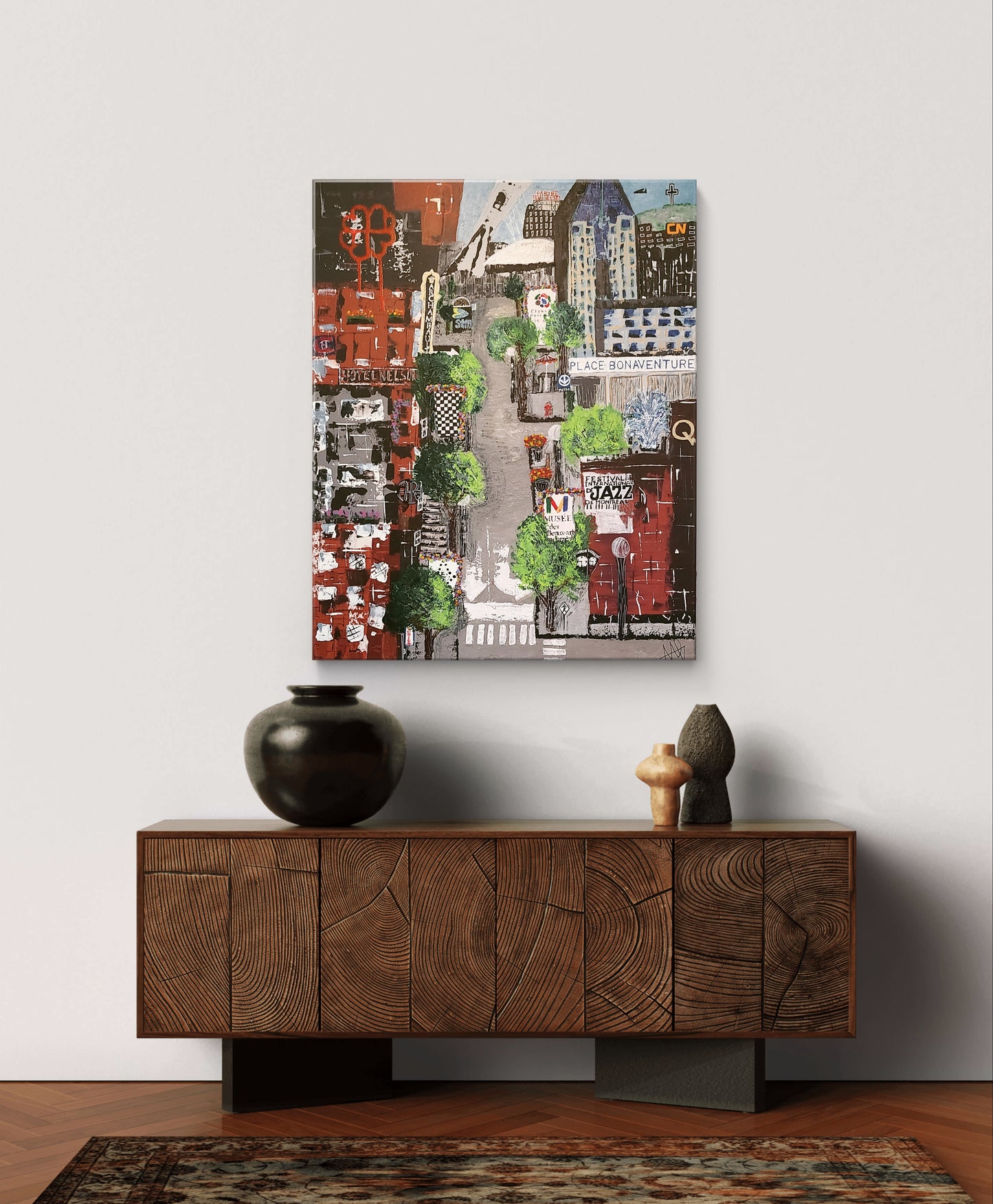 "Quartiers" toile abstraite 2021 24x30 pouces oeuvre originale
