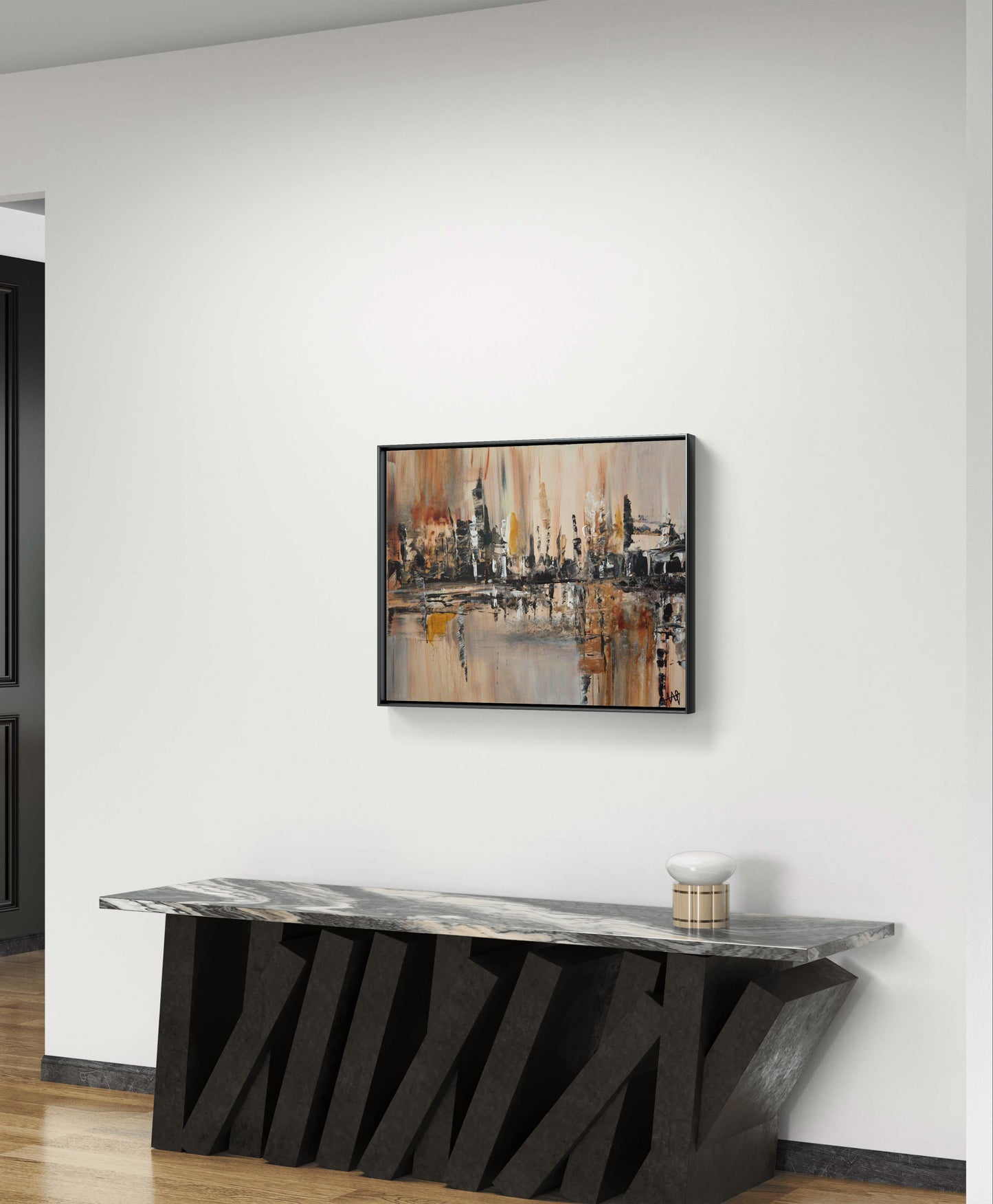 "Villa lattée" toile abstraite 2022 16x20 pouces oeuvre originale