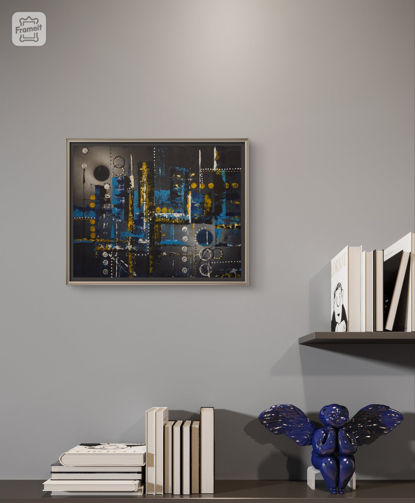 "Éclipse urbaine" toile abstraite 2024 22x28 pouces oeuvre originale