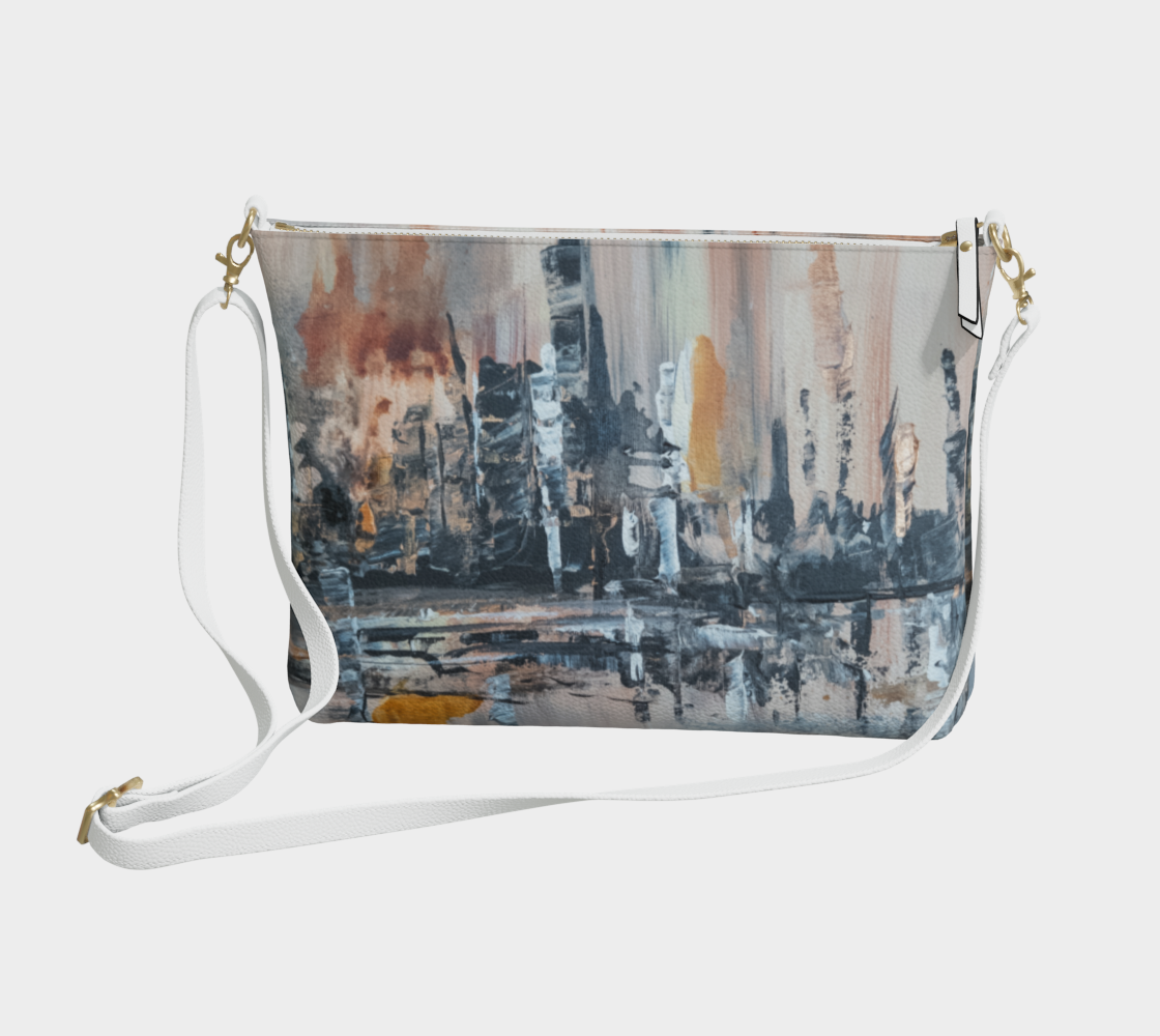 "Villa lattee" vegan leather handbag π¨π¦ made in Montreal abstract canvas