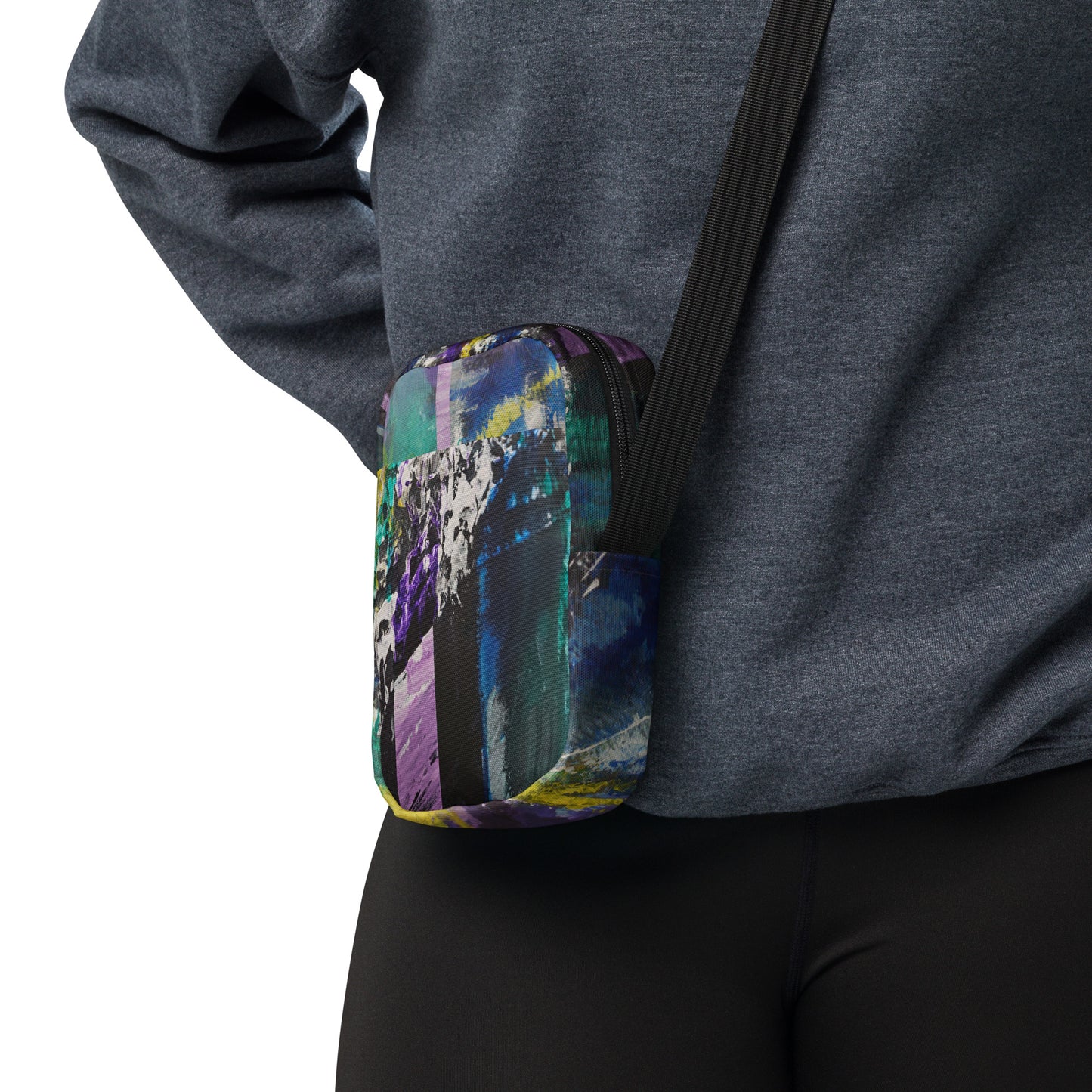 "Émergence" Sac à bandoulière fonctionnel toile abstraite