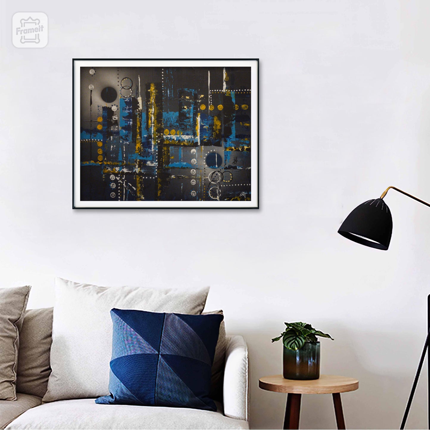 "Éclipse urbaine" toile abstraite 2024 22x28 pouces oeuvre originale