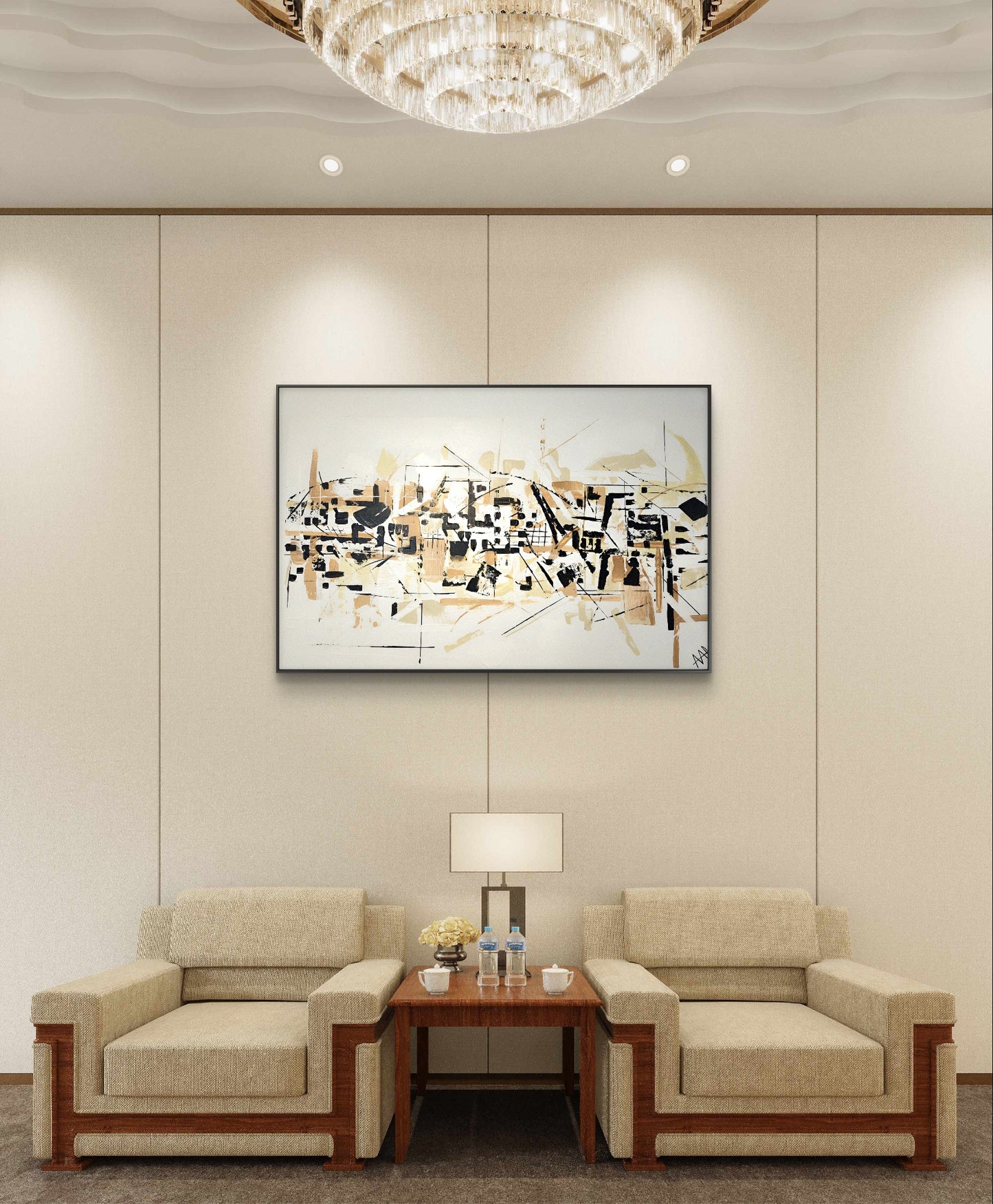 "Harmonie linéaire" toile abstraite 2022 24x40 pouces oeuvre originale