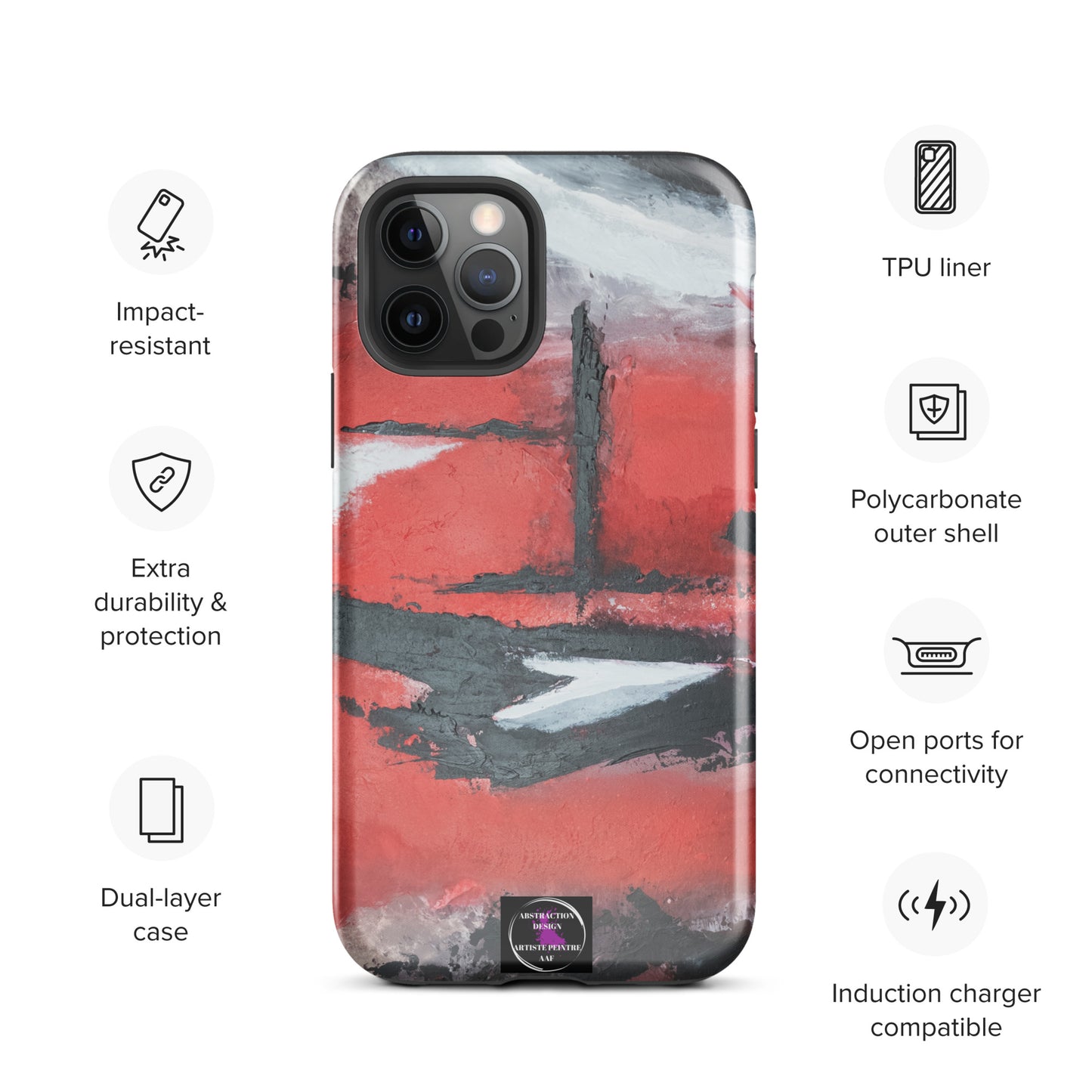 "Carmine" Étui pour iPhone® rigide toile abstraite