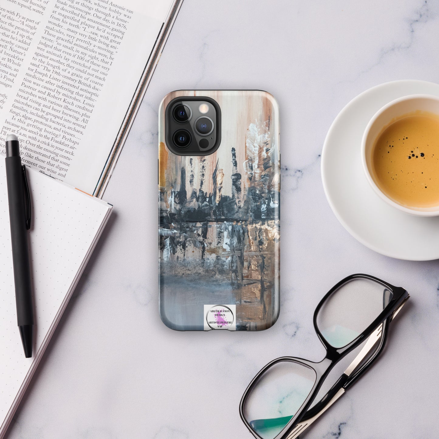 "Villa lattée" Étui rigide pour iPhone® toile abstraite