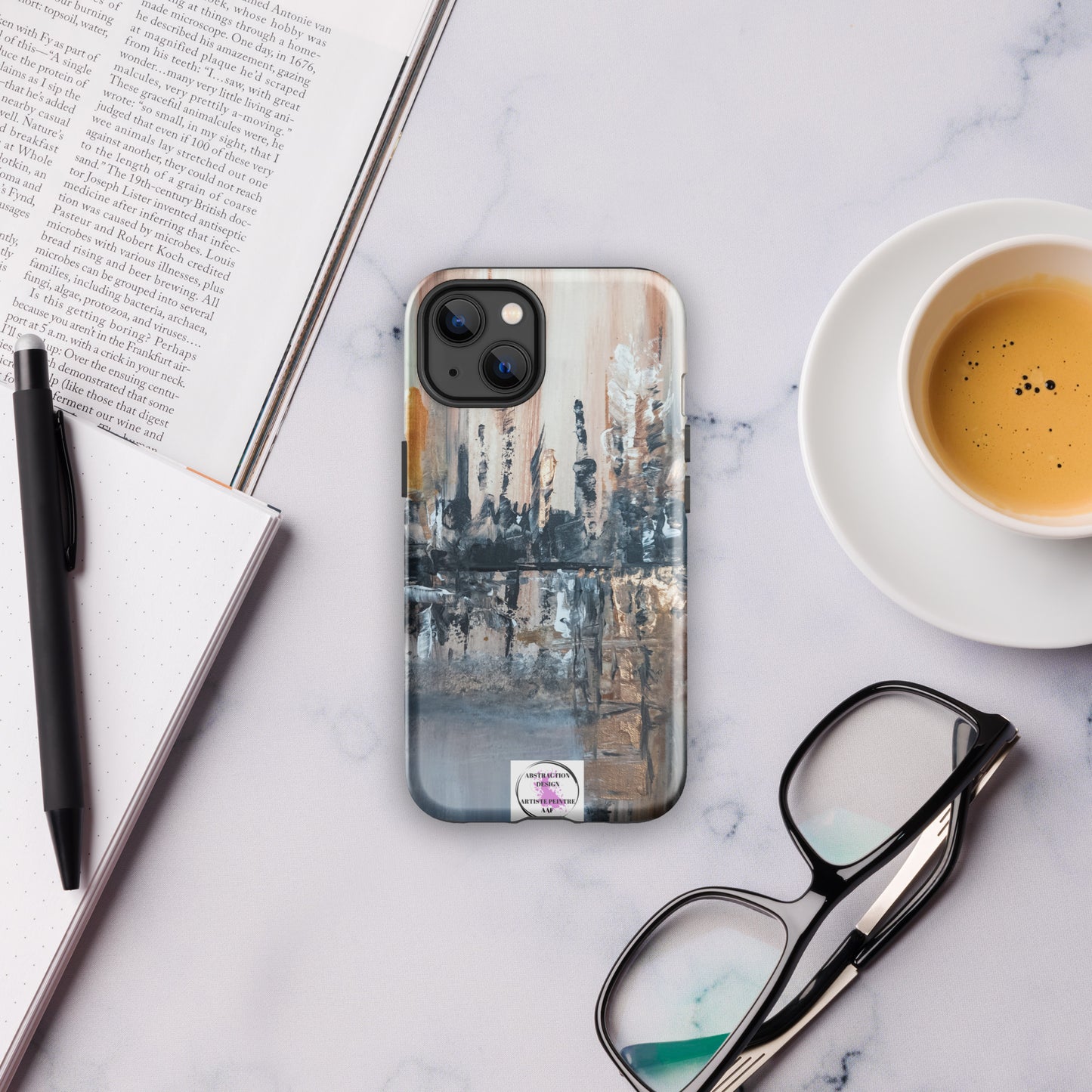 "Villa lattée" Étui rigide pour iPhone® toile abstraite