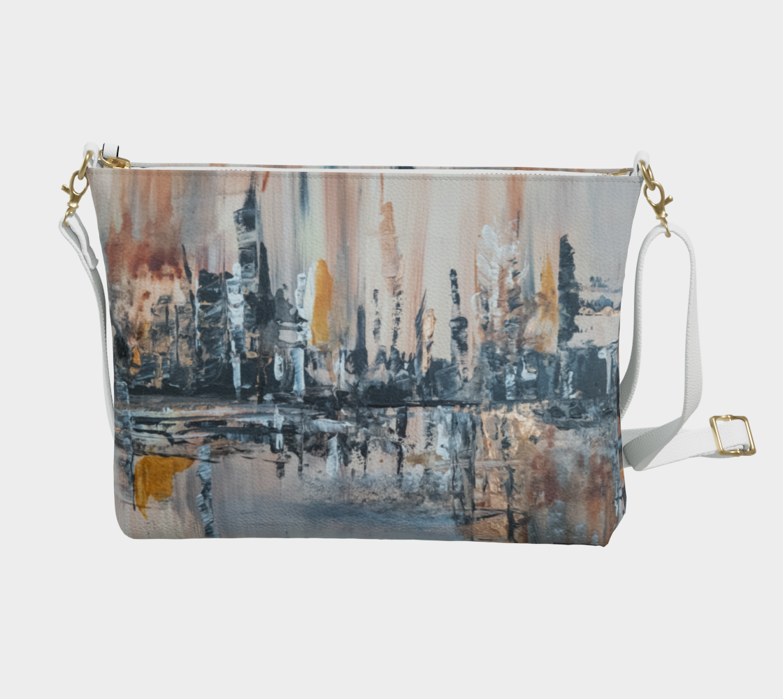 "Villa lattee" vegan leather handbag 🇨🇦 made in Montreal abstract canvas
