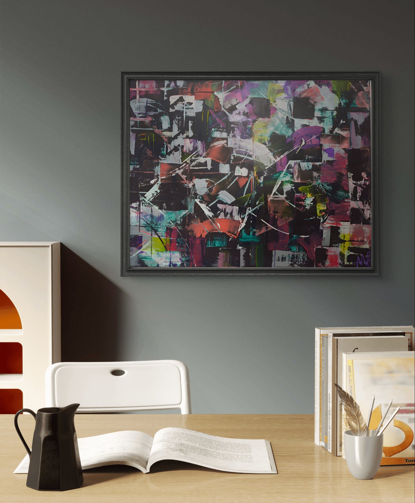 "Villa" toile abstraite 2021 22x28 pouces oeuvre originale
