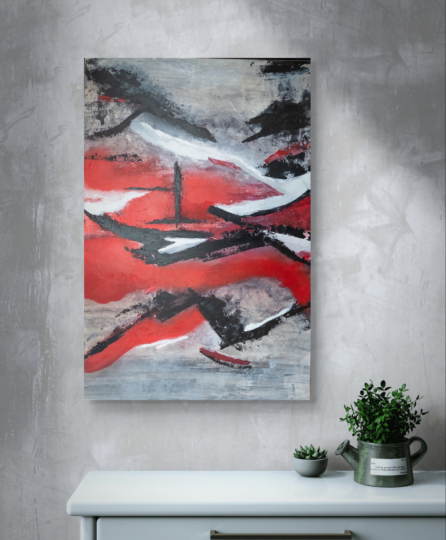 "Carmine" toile abstraite 2024 24x36 pouces oeuvre originale