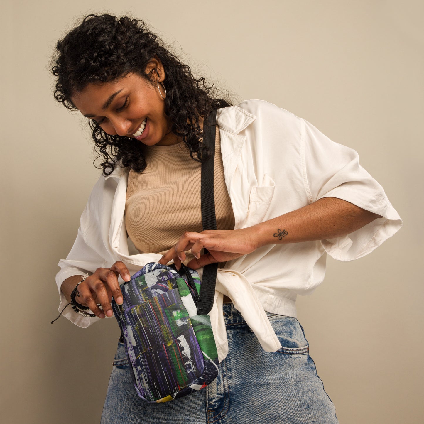 "L'infini" Sac à bandoulière fonctionnel toile abstraite