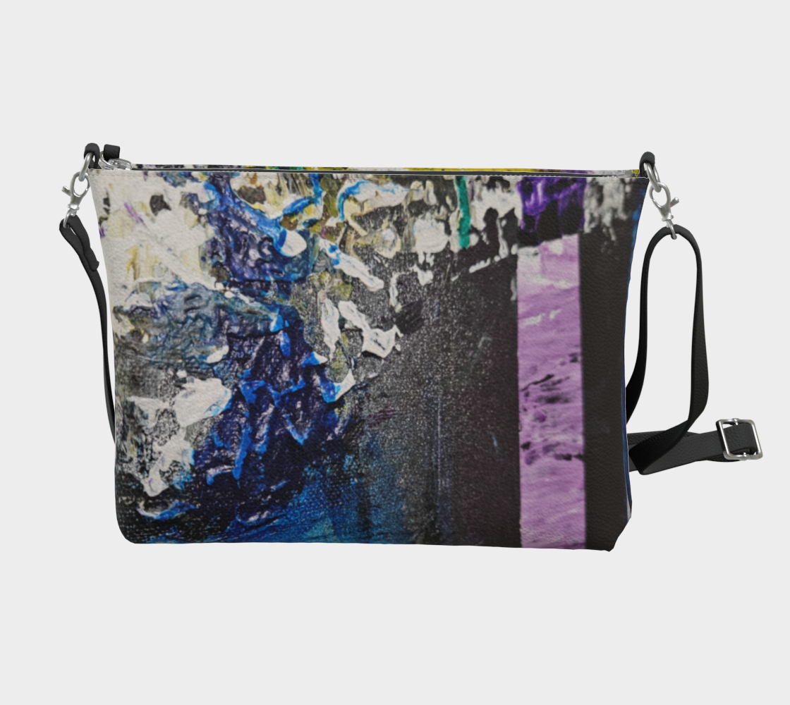 "Émergence" sac à main en cuir végan 🇨🇦 fait à Montréal toile abstraite