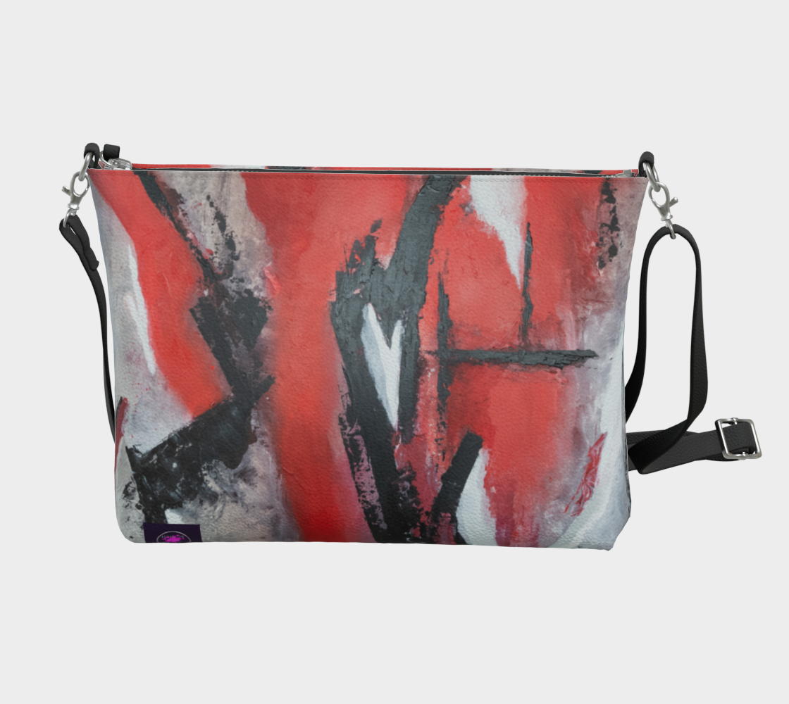 "Carmine" sac à main en cuir végan toile abstraite