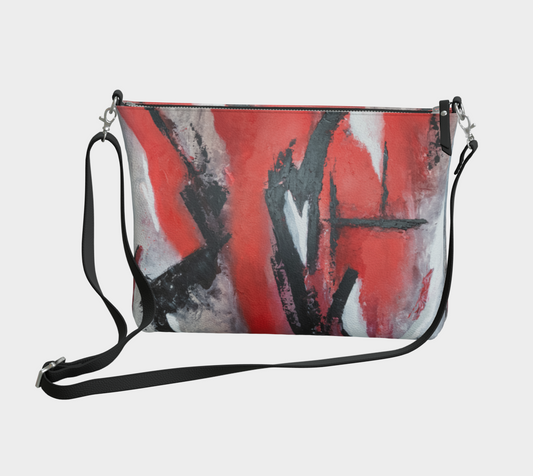 "Carmine" sac à main en cuir végan toile abstraite