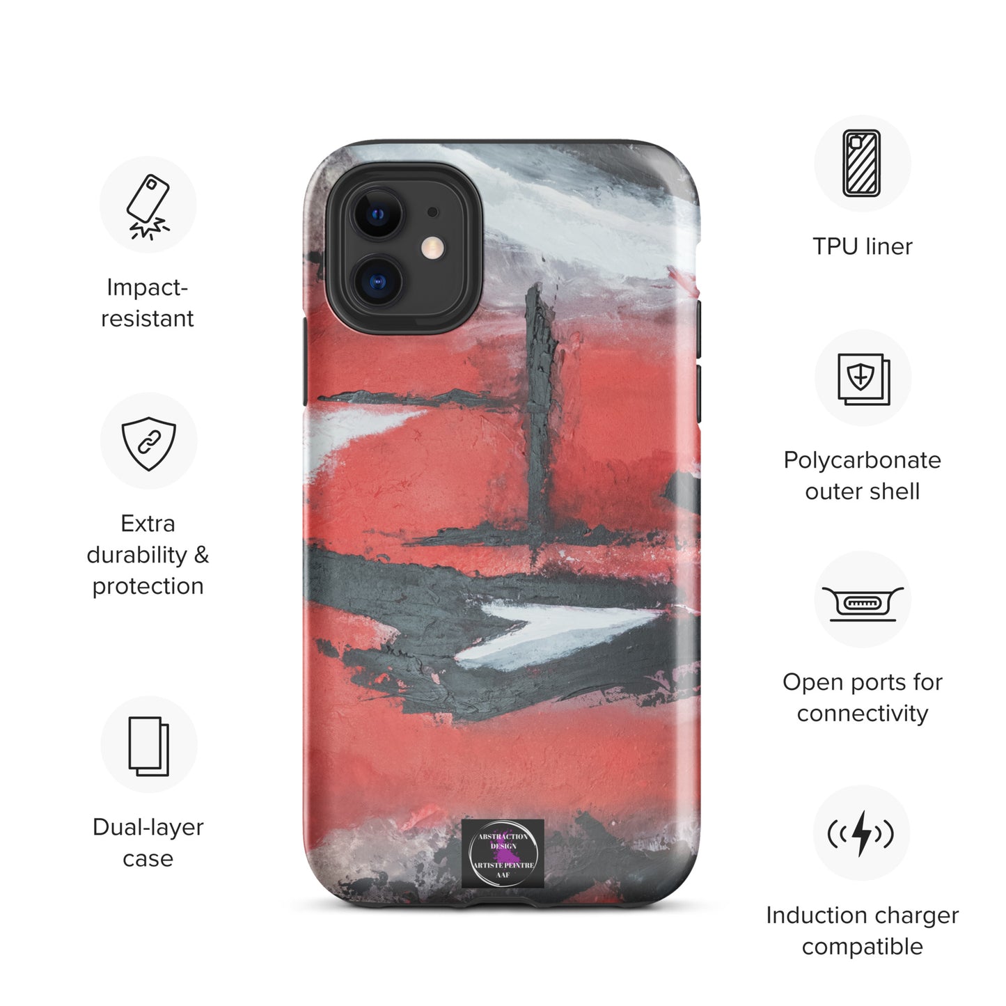 "Carmine" Étui pour iPhone® rigide toile abstraite