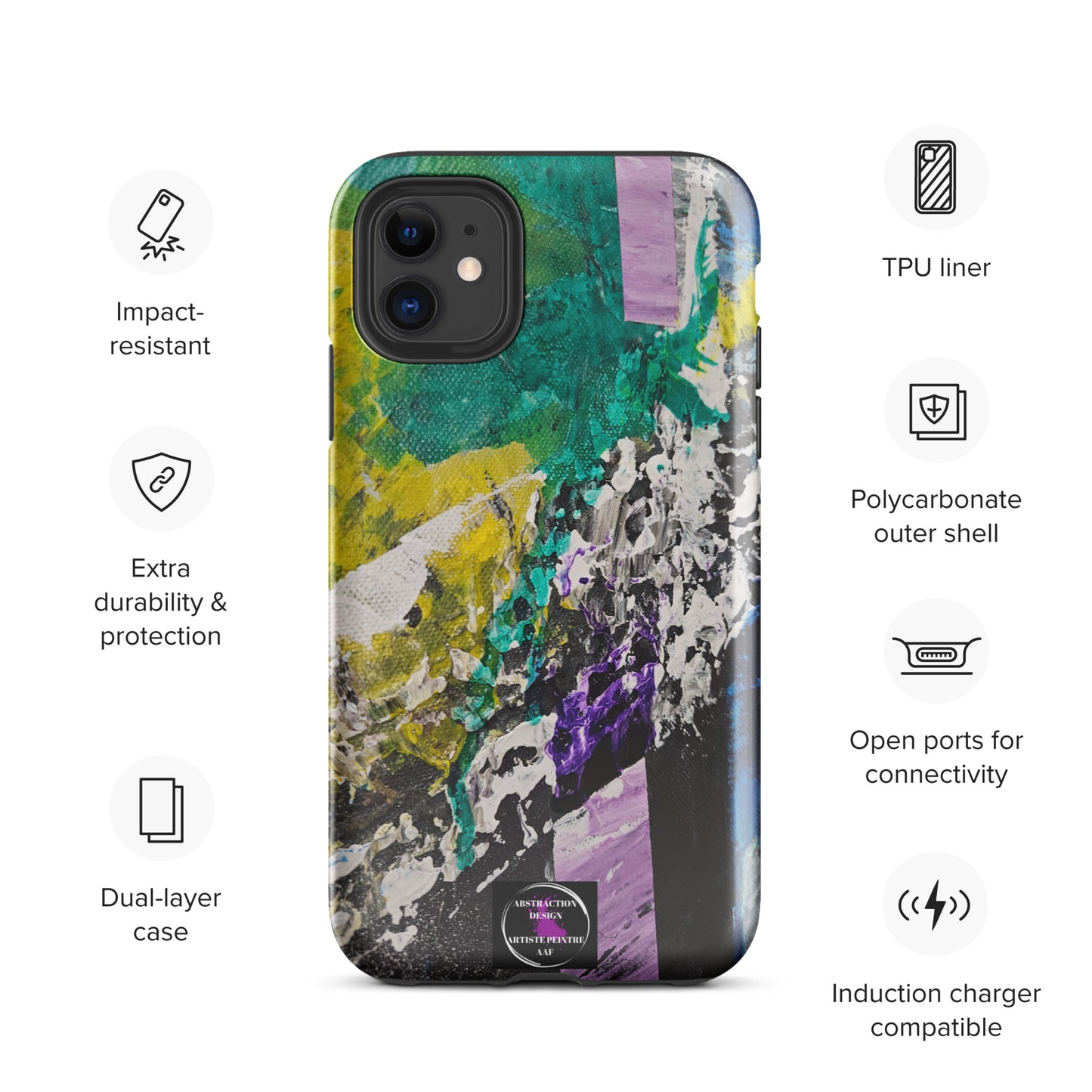 "Émergence" Étui pour iPhone® rigide toile abstraite