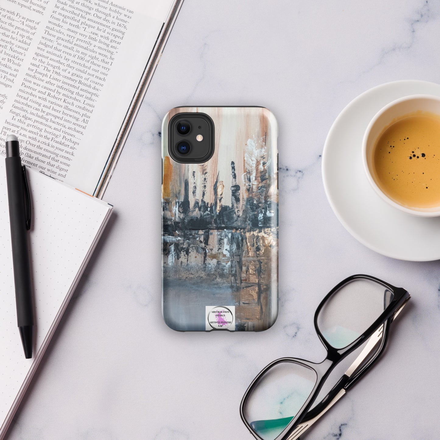 "Villa lattée" Étui rigide pour iPhone® toile abstraite