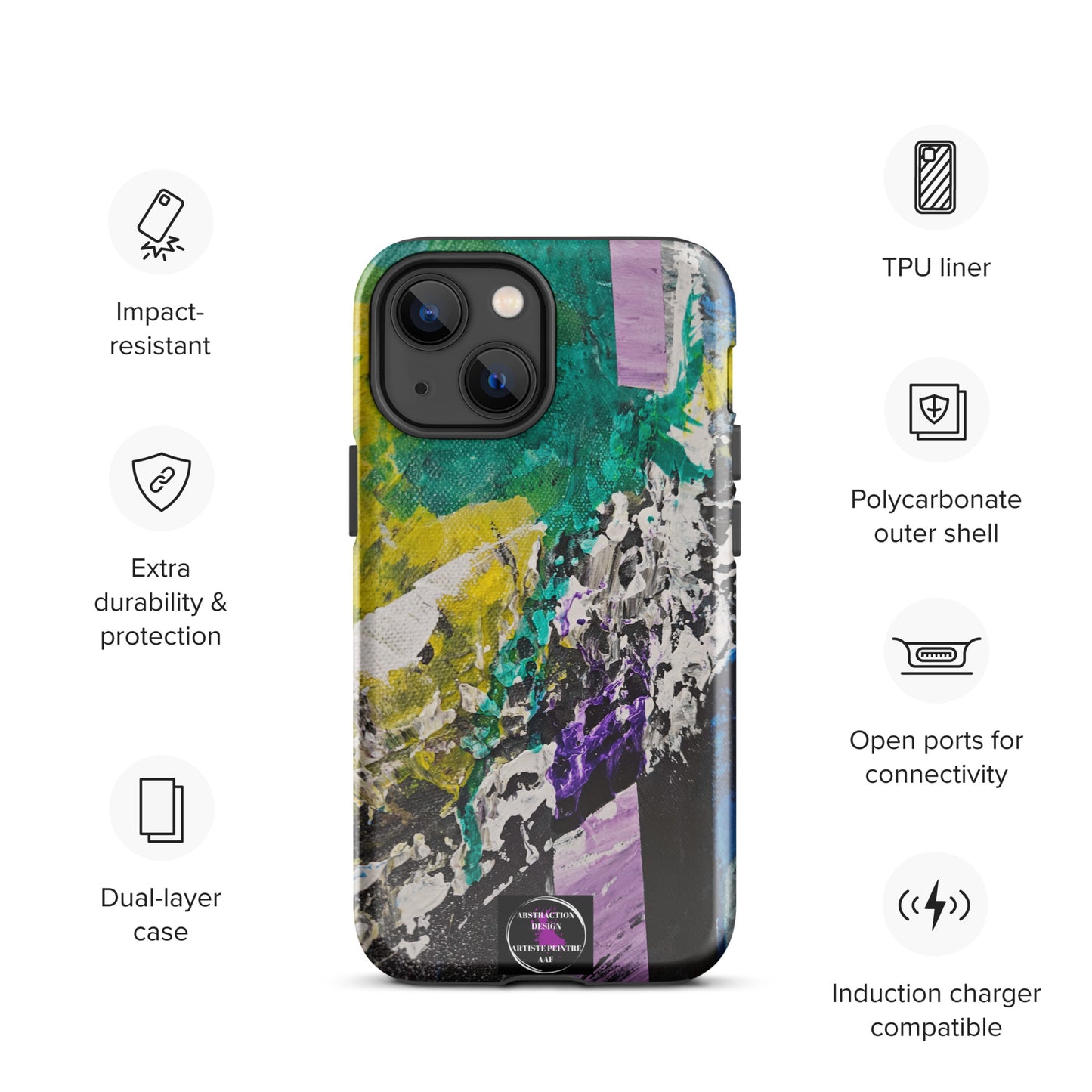 "Émergence" Étui pour iPhone® rigide toile abstraite