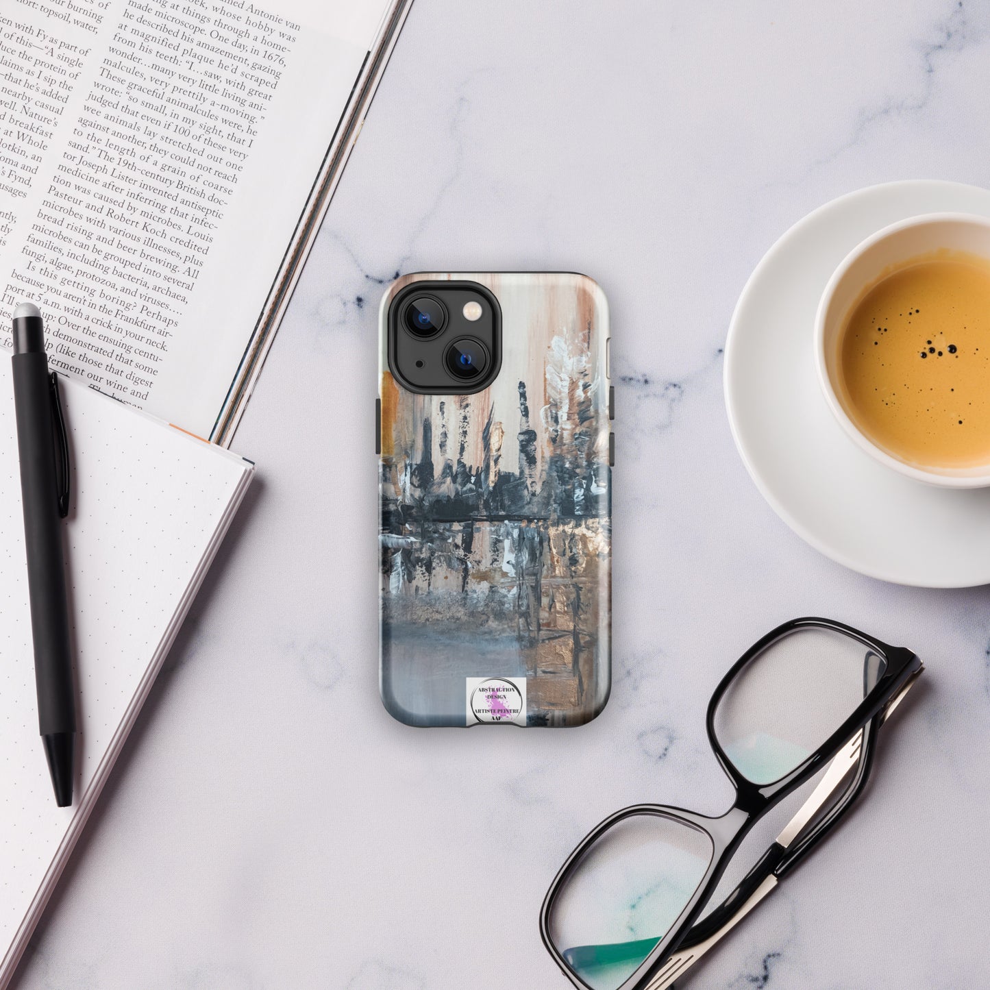 "Villa lattée" Étui rigide pour iPhone® toile abstraite