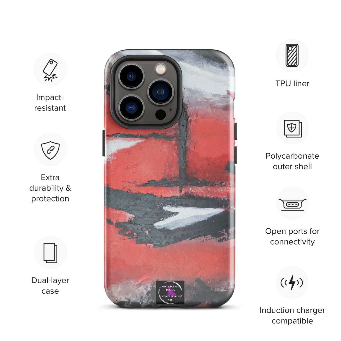 "Carmine" Étui pour iPhone® rigide toile abstraite