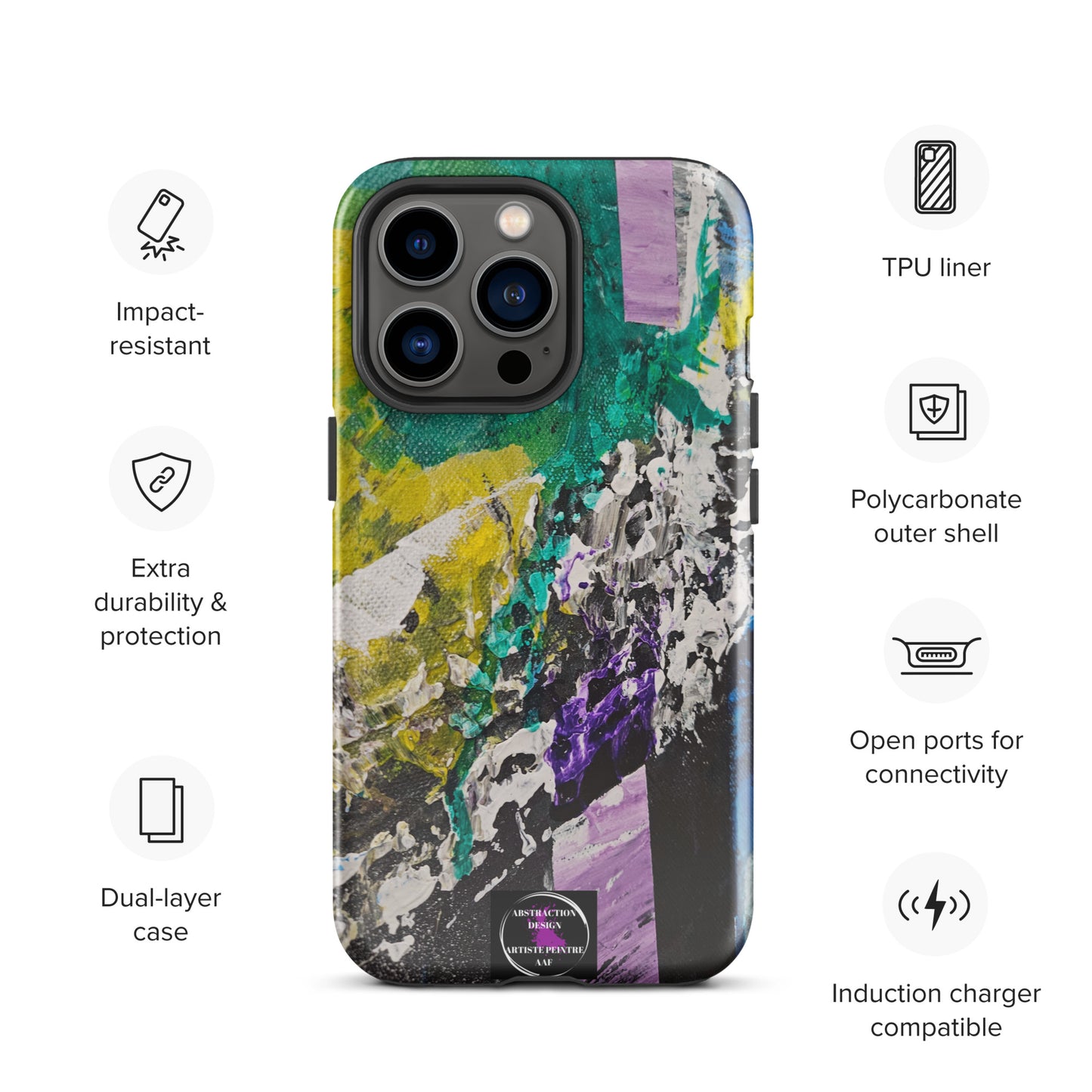 "Émergence" Étui pour iPhone® rigide toile abstraite