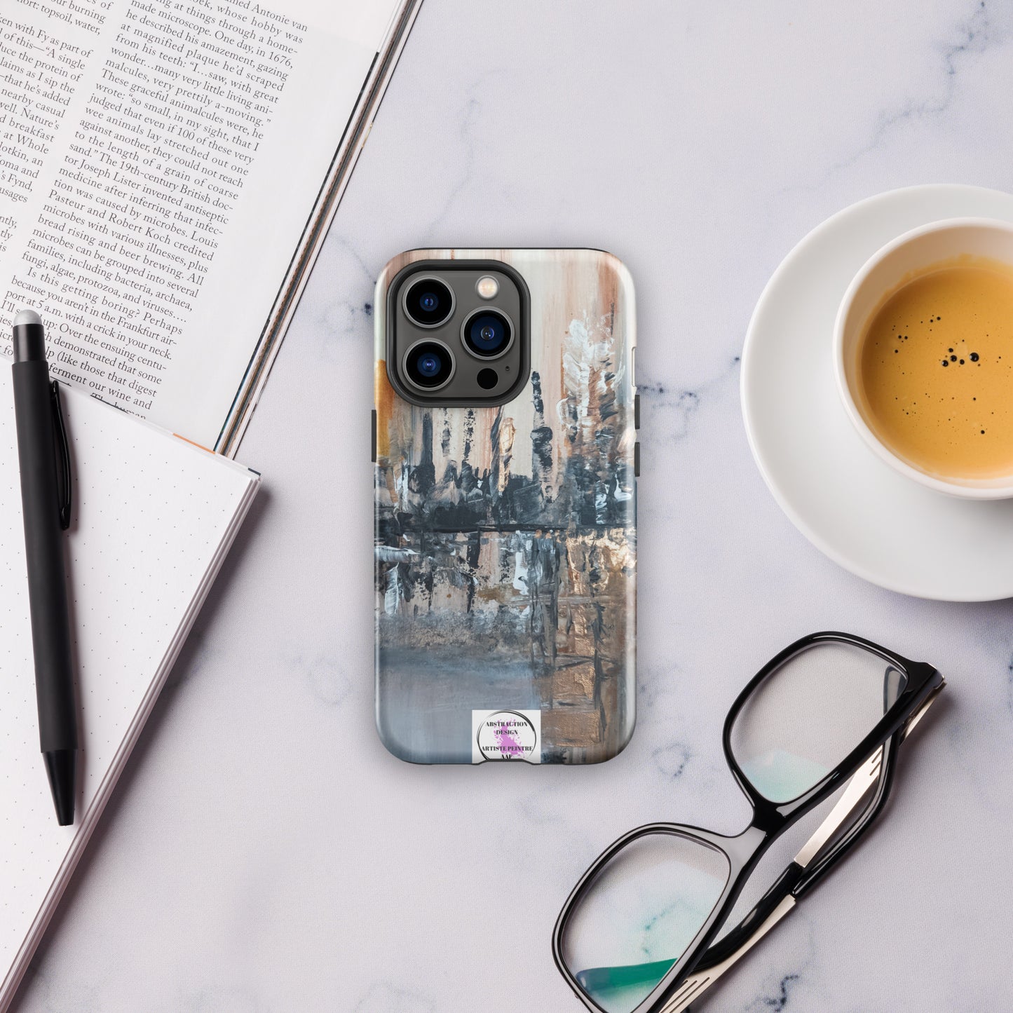 "Villa lattée" Étui rigide pour iPhone® toile abstraite