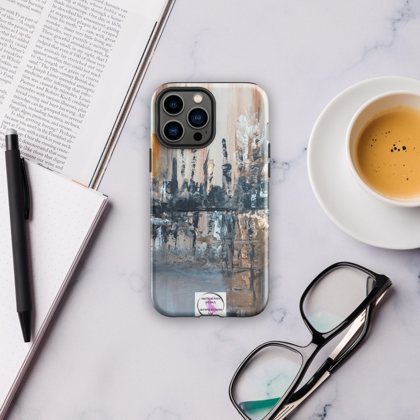 "Villa lattée" Étui rigide pour iPhone® toile abstraite