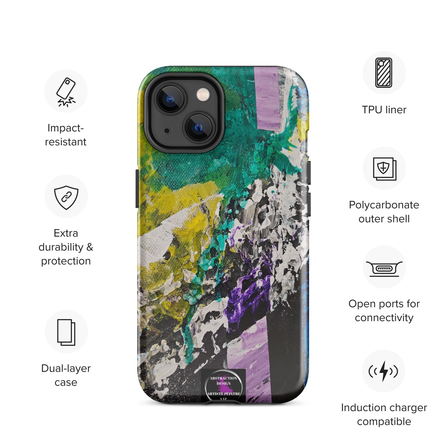 "Émergence" Étui pour iPhone® rigide toile abstraite