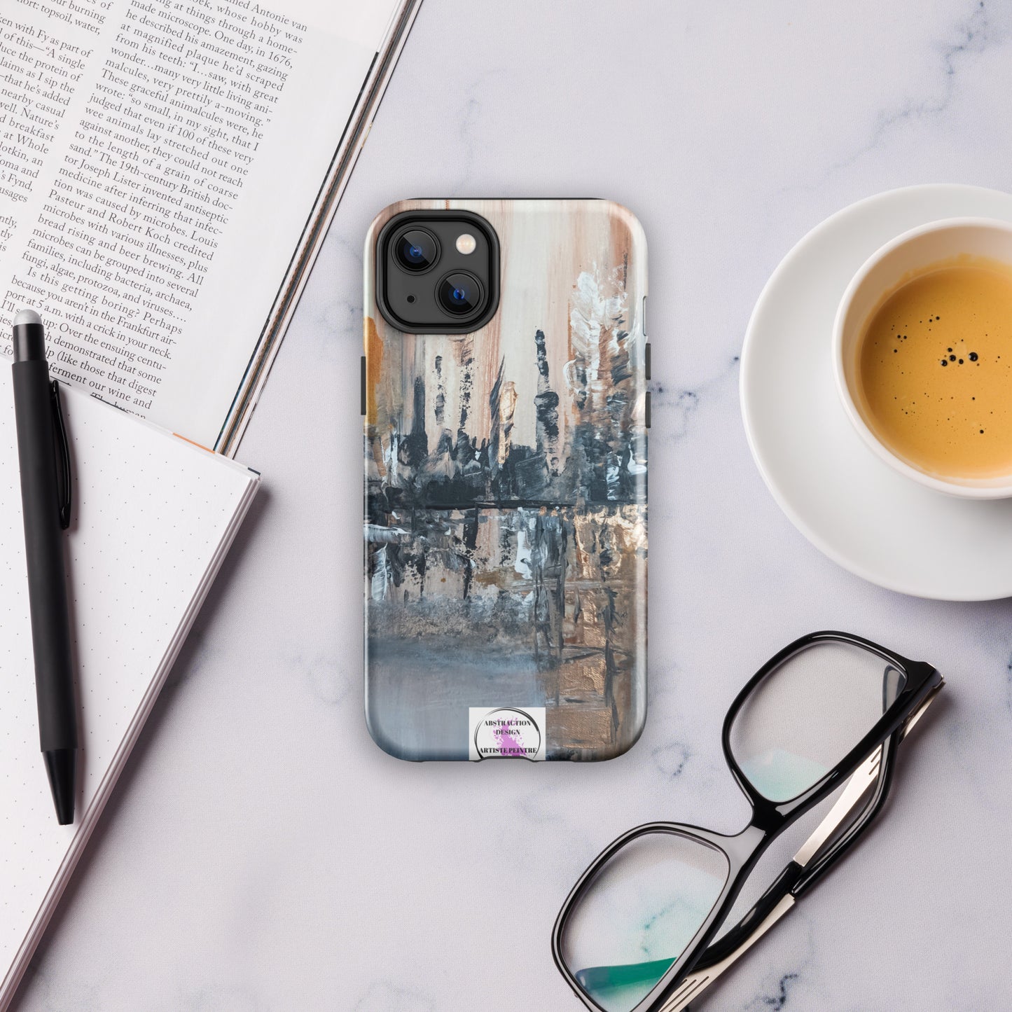 "Villa lattée" Étui rigide pour iPhone® toile abstraite