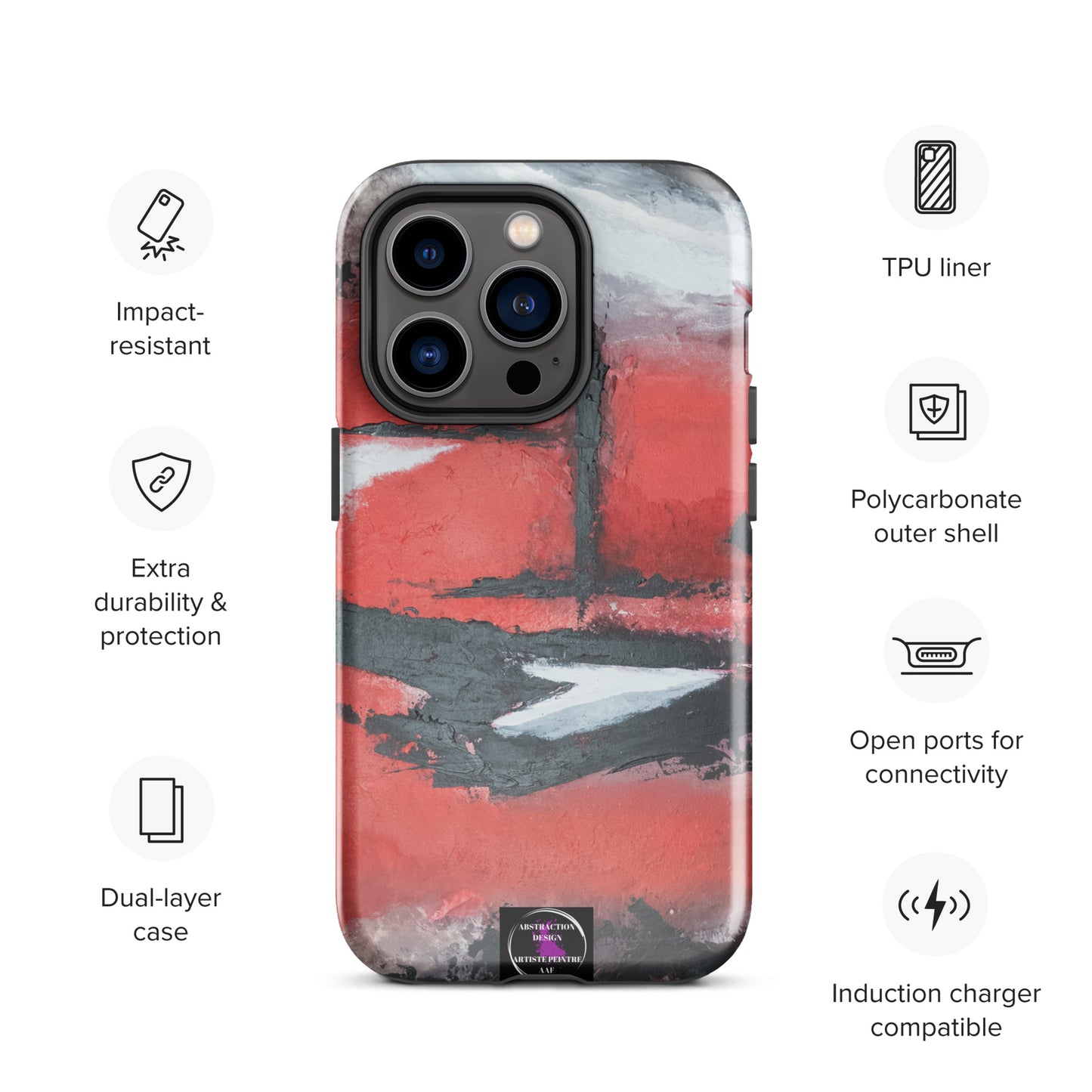 "Carmine" Étui pour iPhone® rigide toile abstraite