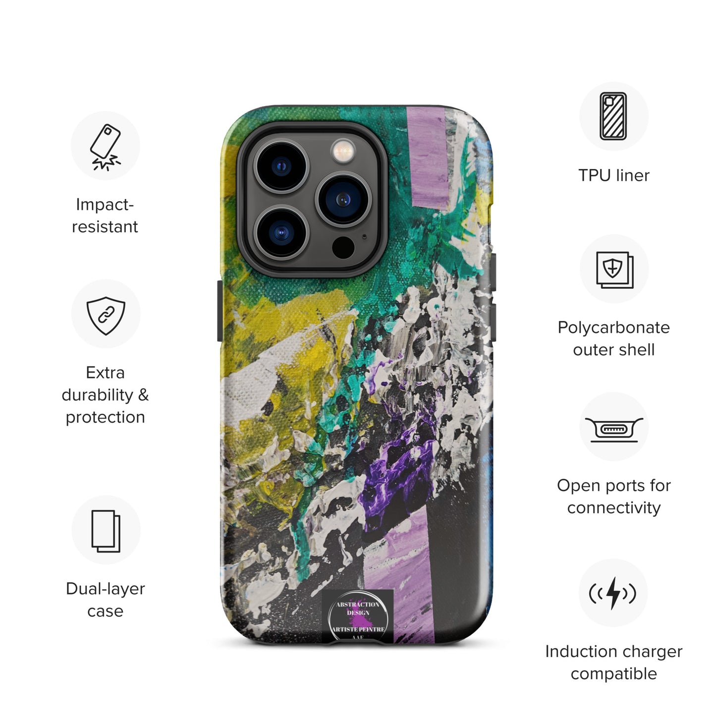 "Émergence" Étui pour iPhone® rigide toile abstraite