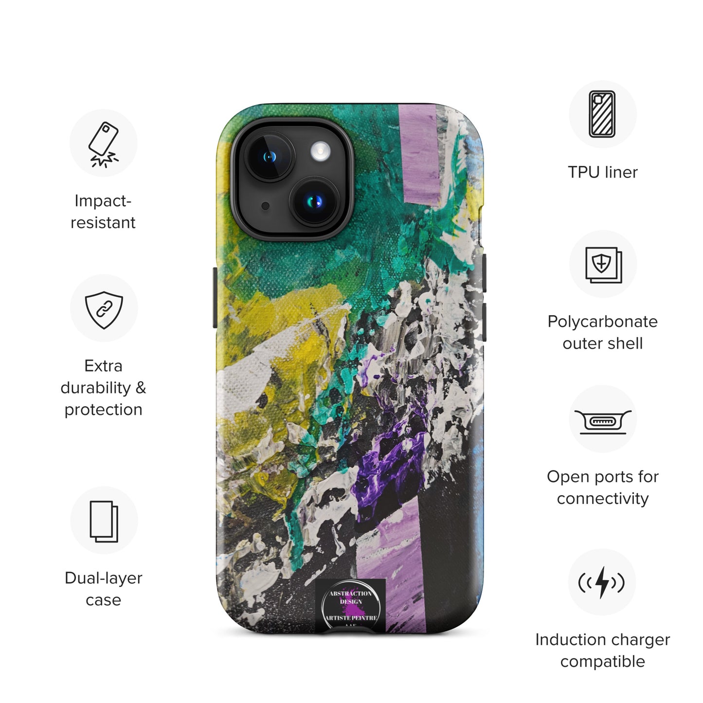 "Émergence" Étui pour iPhone® rigide toile abstraite