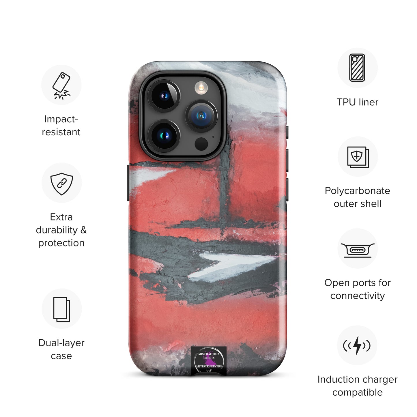 "Carmine" Étui pour iPhone® rigide toile abstraite