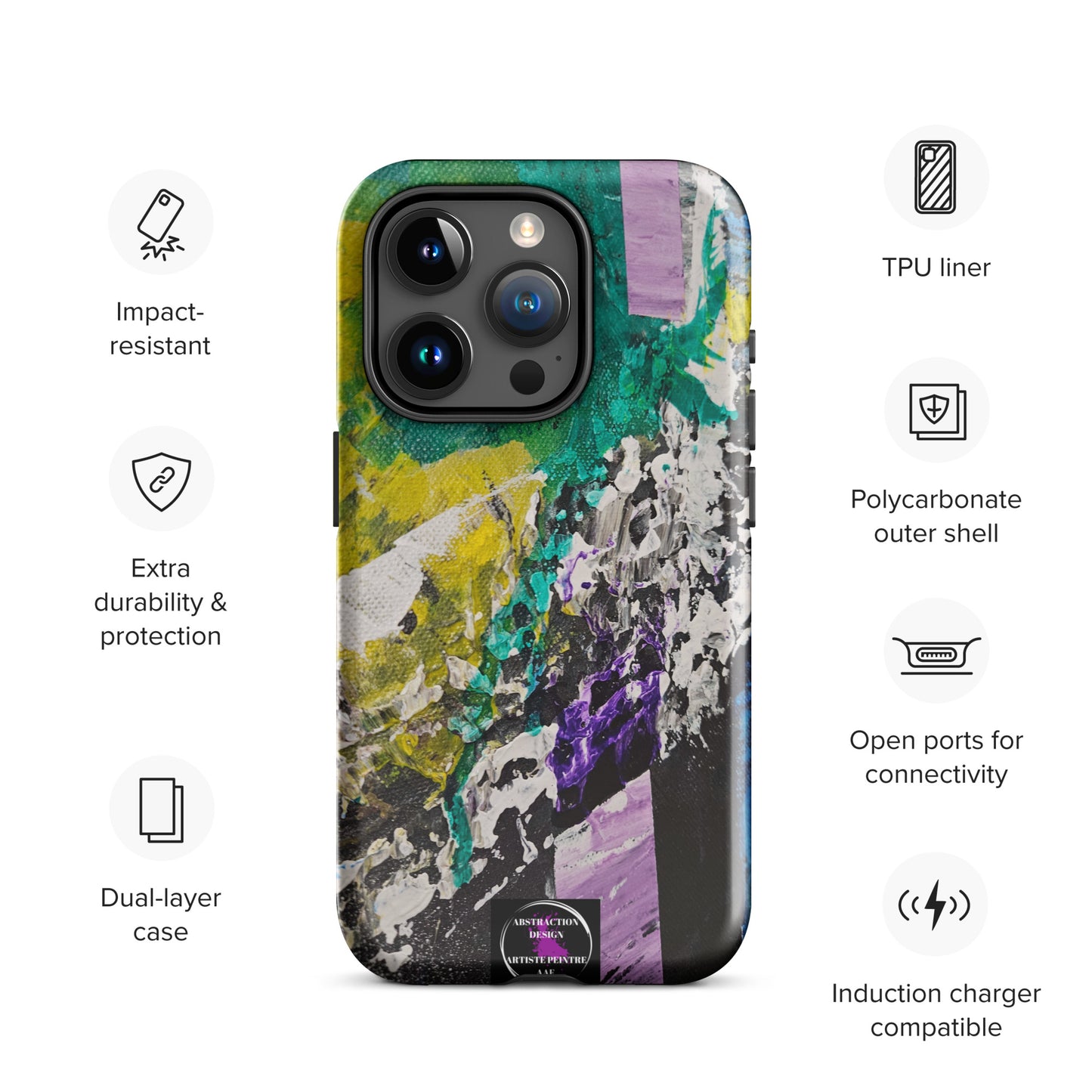 "Émergence" Étui pour iPhone® rigide toile abstraite